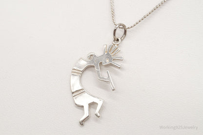 Vintage Native America Dancing Kokopelli Sterling Silver Necklace