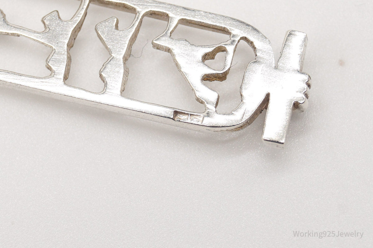 Vintage Large Egyptian Cartouche Sterling Silver Necklace