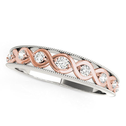 14k White And Rose Gold Infity Diamond Wedding Band (1/8 cttw) — photo 1 of 2
