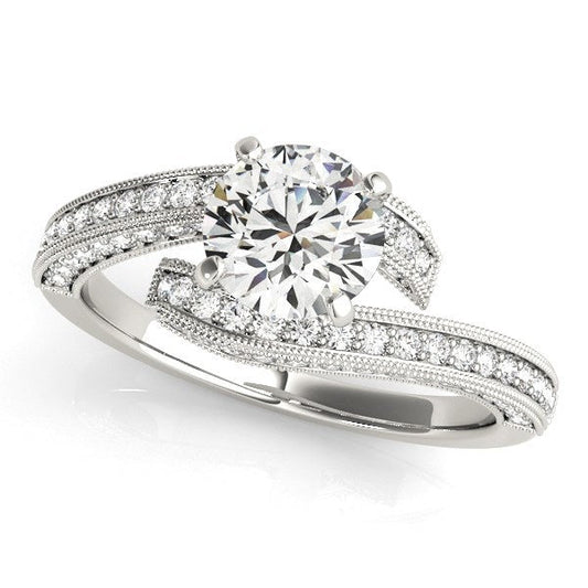 14k White Gold Round Diamond Bypass Style Engagement Ring (1 1/2 cttw) — photo 1 of 8
