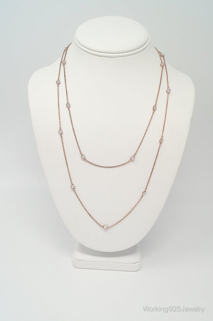 Vintage Rose Gold Vermeil Cubic Zirconia Sterling Silver Necklace