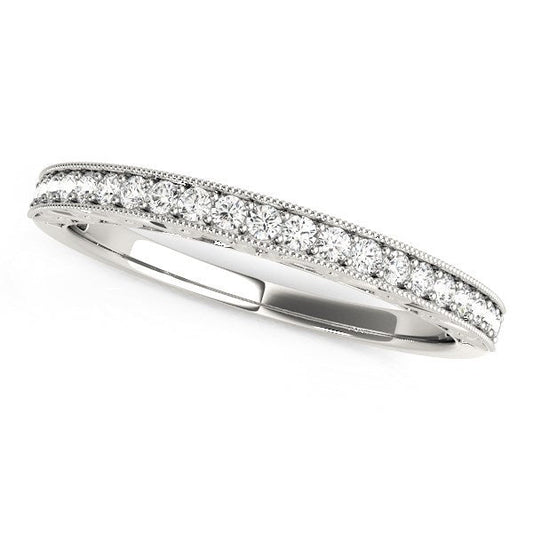 14k White Gold Milgrain Bordered Round Diamond Wedding Band (1/6 cttw) — photo 1 of 2