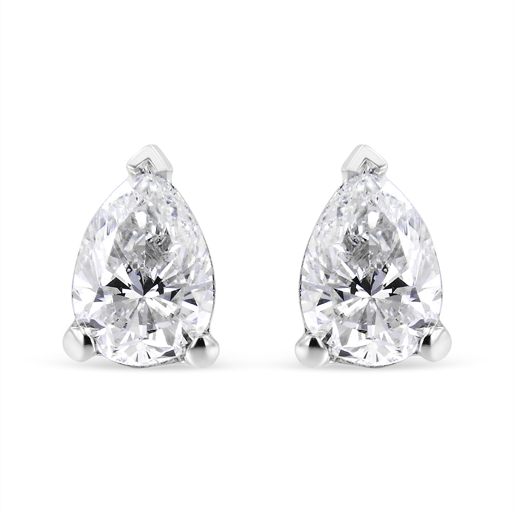 14K White Gold 1/2 Cttw Pear Shape Solitaire Lab Grown Diamond Stud Earrings (F-G Color, VS2-SI1 Clarity)