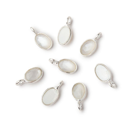 7x5mm Sterling Silver Bezel White Moonstone Rose Cut Oval Pendant 1 piece
