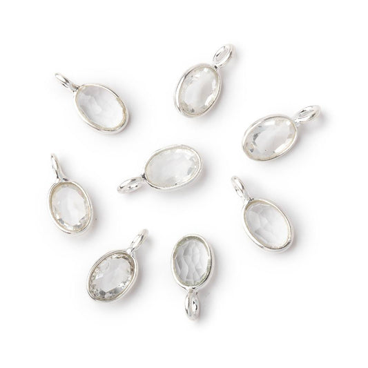 7x5mm Sterling Silver Bezel White Topaz Rose Cut Oval Pendant 1 piece