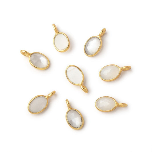 7x5mm Vermeil Bezel White Moonstone Rose Cut Oval Pendant 1 piece