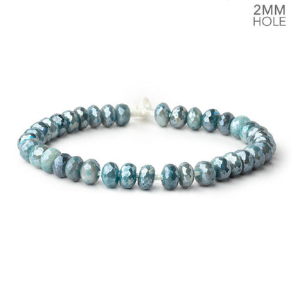 8-8.5mm Mystic Antique Blue Moonstone 2mm Large Hole Faceted Rondelles 8 inch 36 Beads