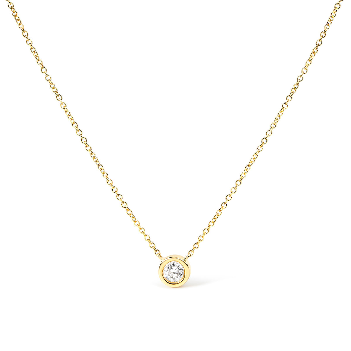 2 Micron 14K Rose Gold Plated Sterling Silver Bezel-Set Diamond Solitaire Pendant Necklace (1/3 cttw, H-I Color, I1-I2 Clarity)