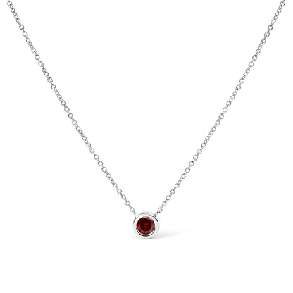 14K White Gold 1/2 Cttw Red Lab Grown Diamond Bezel-Set Solitaire 18" Pendant Necklace (Red Color, VS1-VS2 Clarity)