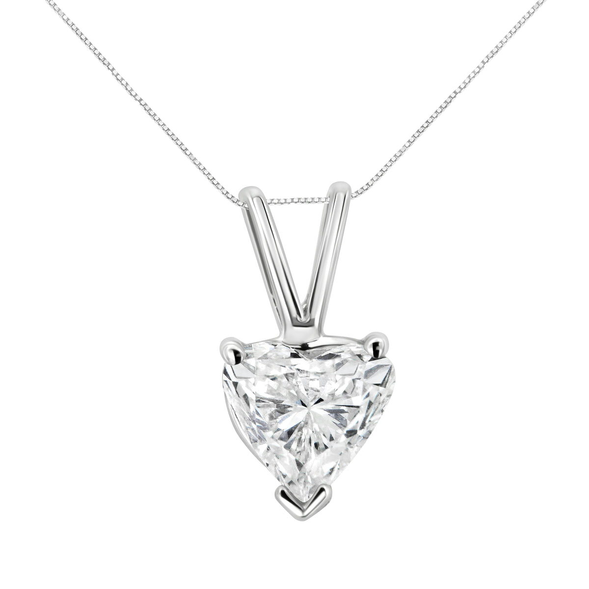 14K White Gold 3/8 Cttw Heart-Shaped Diamond Classic Solitaire 18" Pendant Necklace (H-I Color, VS2-SI1 Clarity)
