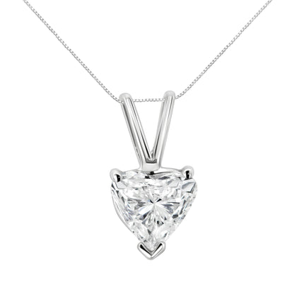 14K White Gold 3/8 Cttw Heart-Shaped Diamond Classic Solitaire 18" Pendant Necklace (H-I Color, VS2-SI1 Clarity)