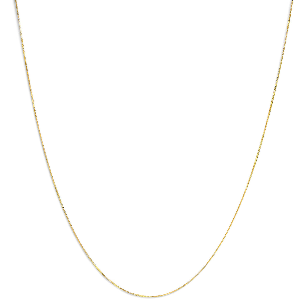 Solid 14K Yellow Gold 0.75mm Classic Box Chain Necklace. Unisex Chain - Size 13 Inches