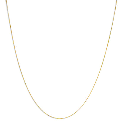 Solid 14K Yellow Gold 0.75mm Classic Box Chain Necklace. Unisex Chain - Size 13 Inches