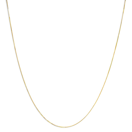 Solid 14K Yellow Gold 0.75mm Classic Box Chain Necklace. Unisex Chain - Size 13 Inches