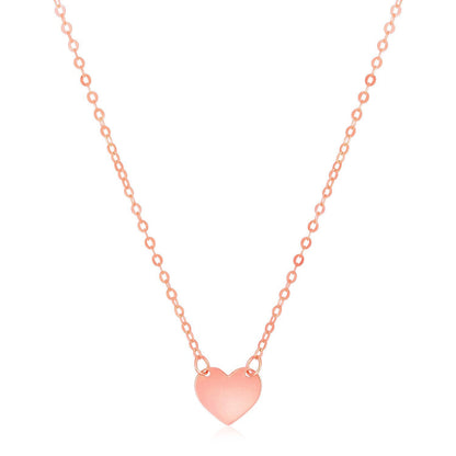 14k Rose Gold Polished Mini Heart Necklace