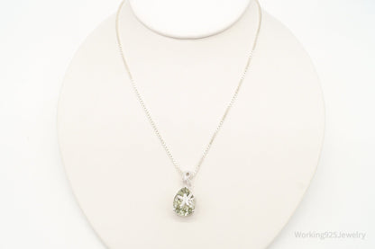 Vintage Prasiolite Dragonflies Sterling Silver Necklace