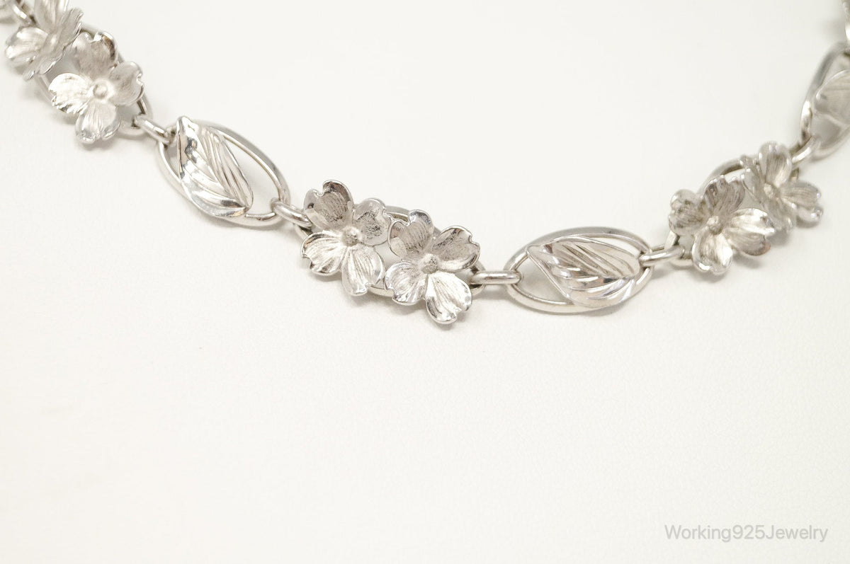 Antique SB Floral Art Nouveau Link Sterling Silver Necklace