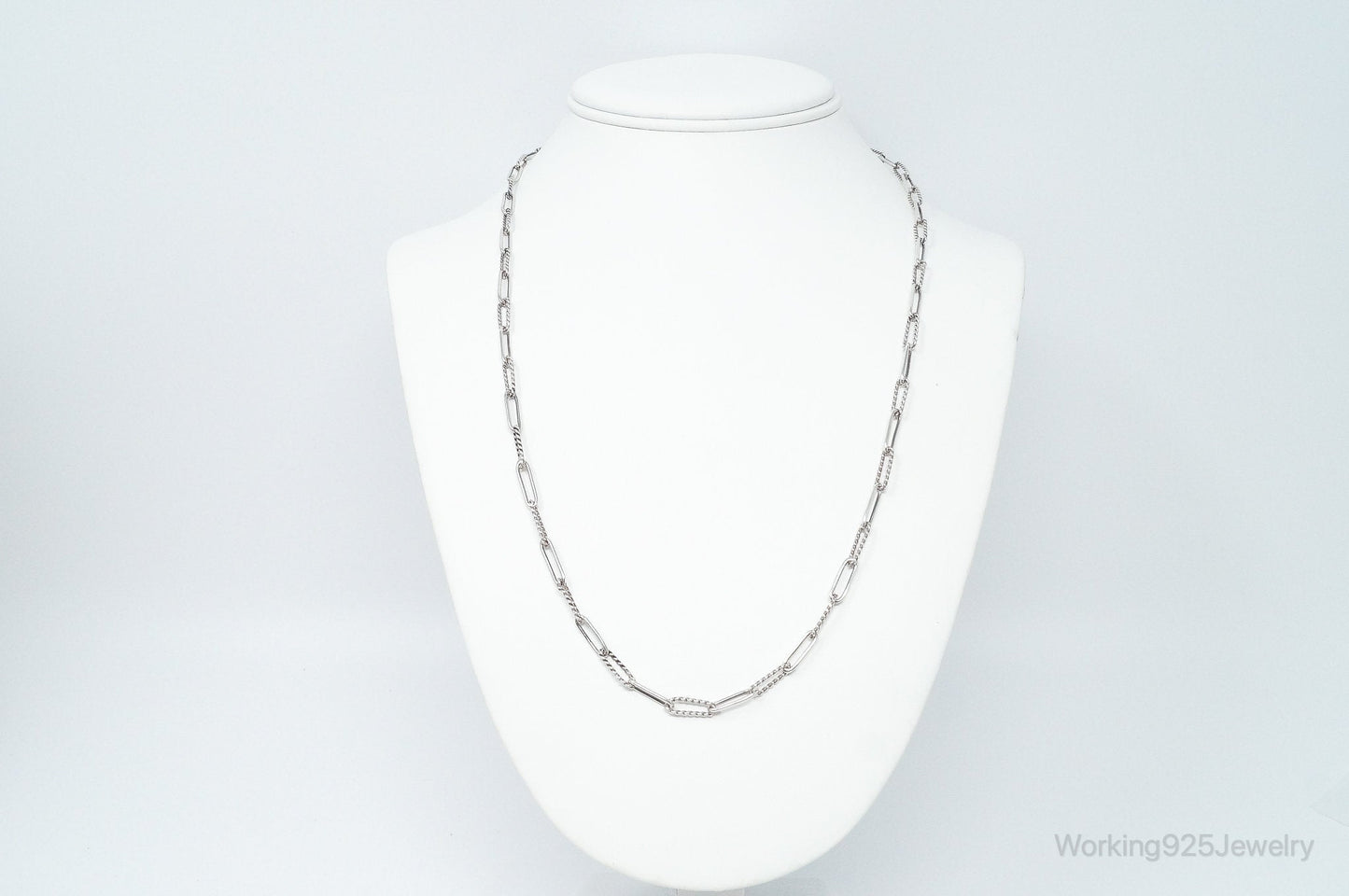 Vintage Modernist Link Sterling Silver Chain Necklace