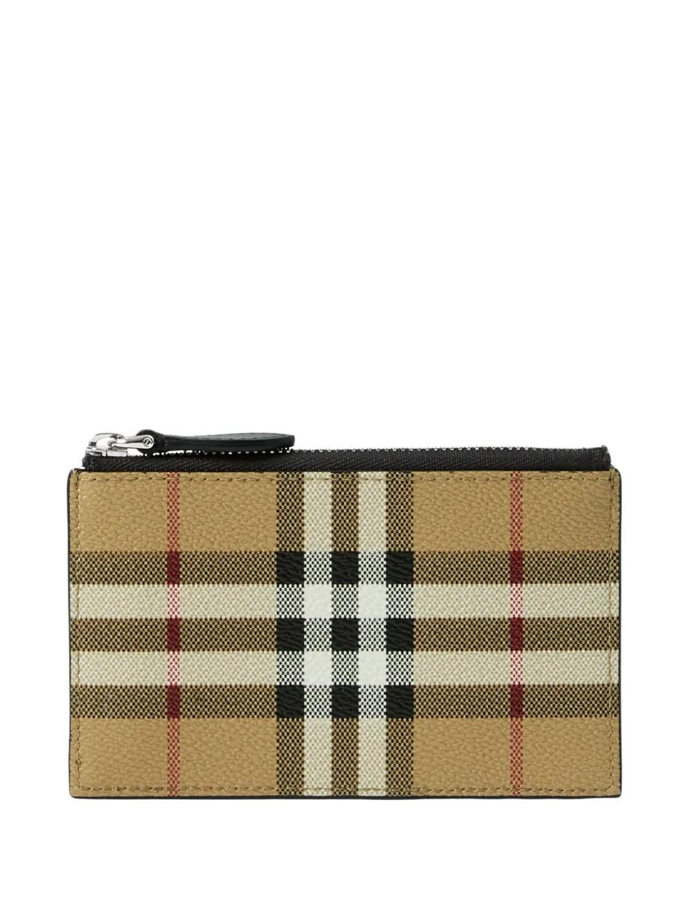 BURBERRY Mini Check Credit Card Holder with Zipper