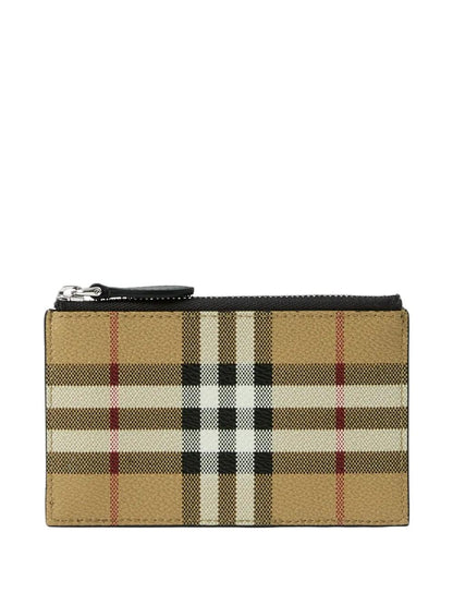 BURBERRY Mini Check Credit Card Holder with Zipper