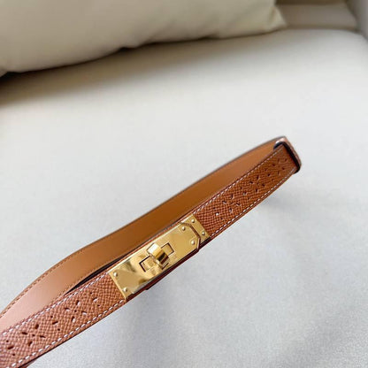 Hermes Men Gold Buckle Belt 'Brown'