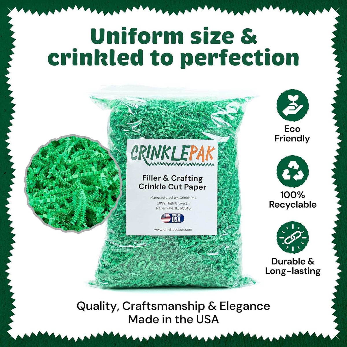 10 LB Green Crinkle Paper Shred