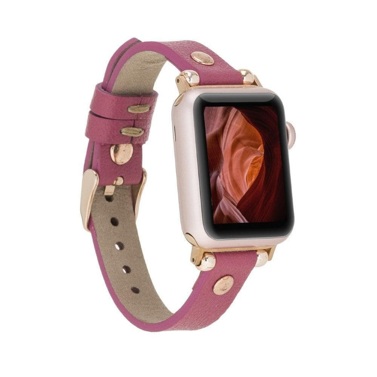 Apple Watch Magenta Leather Strap - Detroit