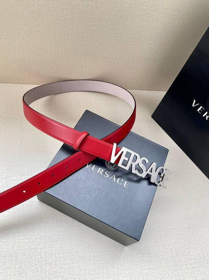 Versace Women's Leather Logo Decorated Buckle Belt