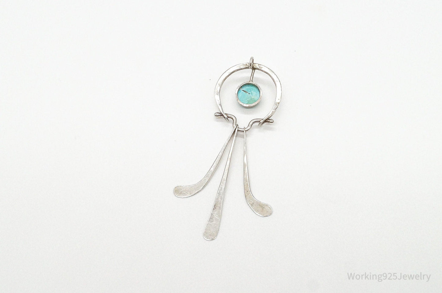 Vintage Modernist Amazonite Sterling Silver Pendant