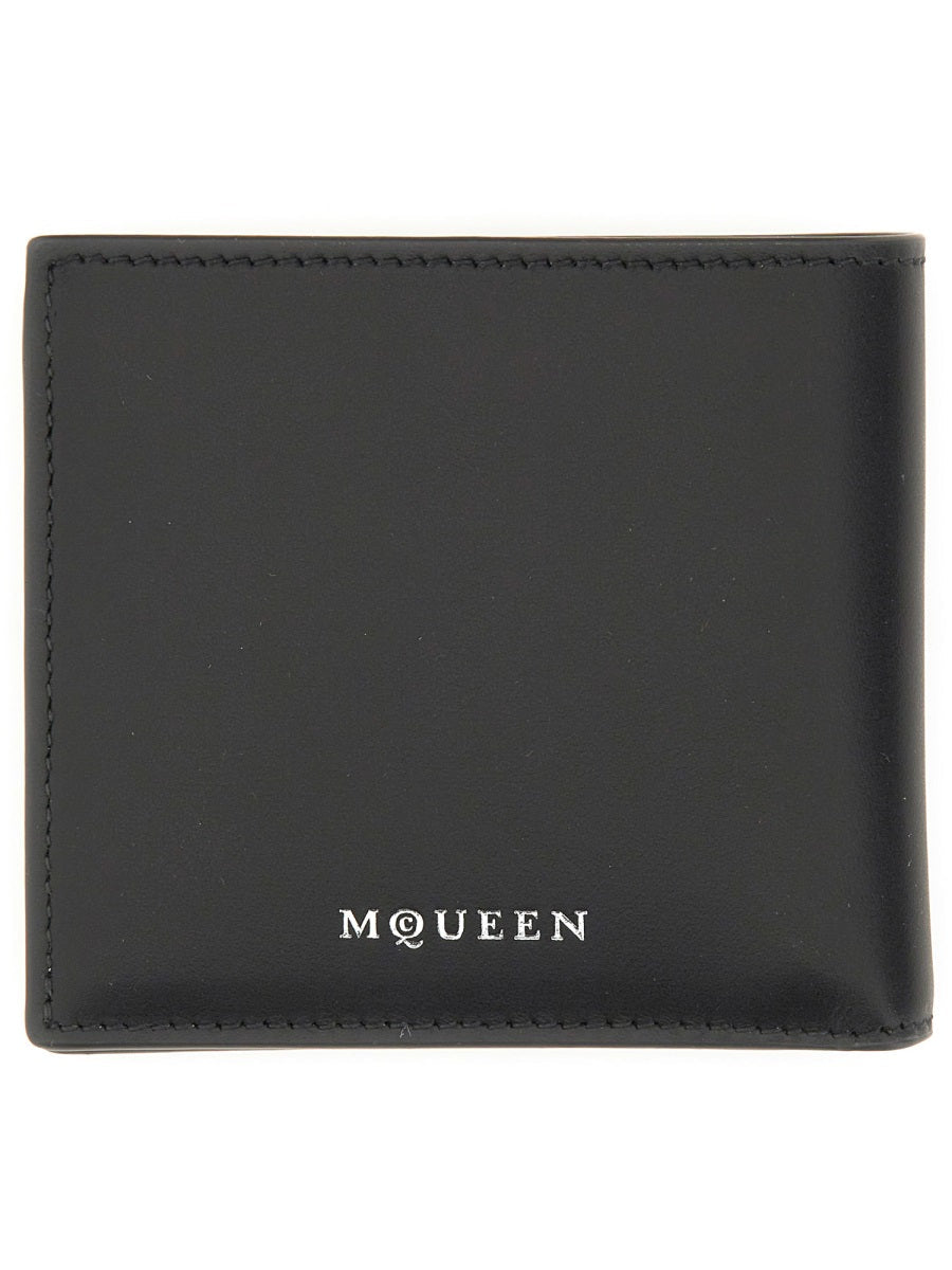 ALEXANDER MCQUEEN Men's Skull Motif Mini Leather Wallet