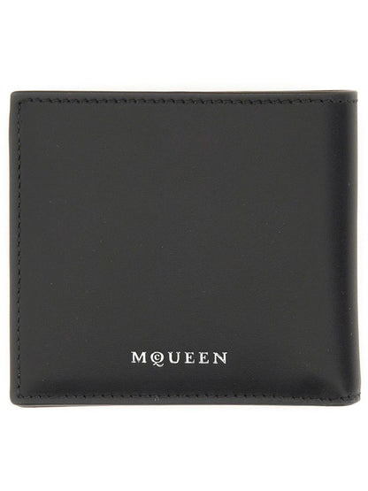 ALEXANDER MCQUEEN Men's Skull Motif Mini Leather Wallet