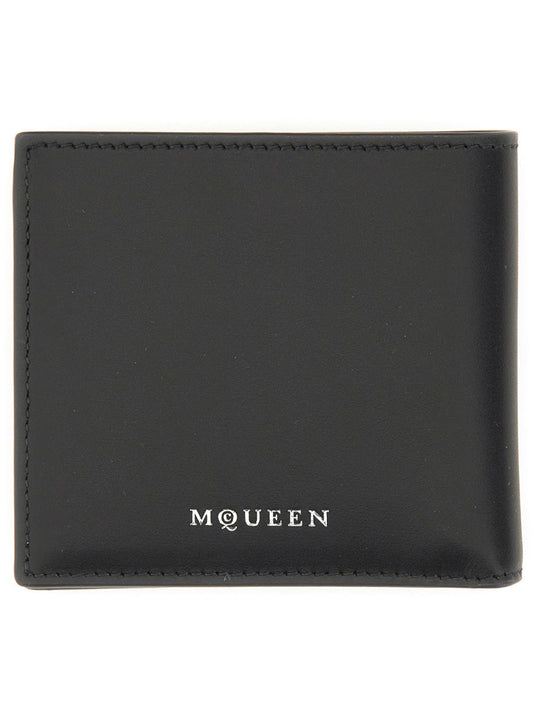 ALEXANDER MCQUEEN Men's Skull Motif Mini Leather Wallet