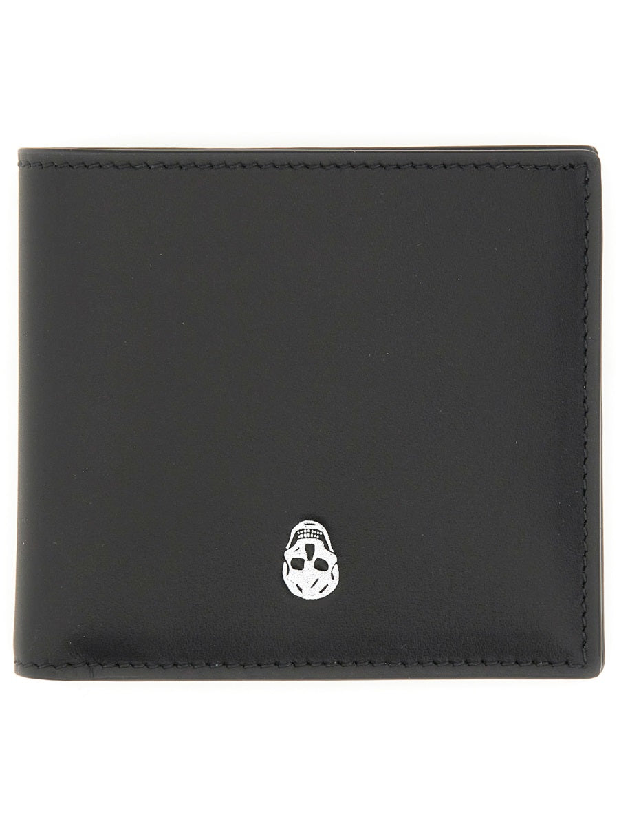 ALEXANDER MCQUEEN Men's Skull Motif Mini Leather Wallet