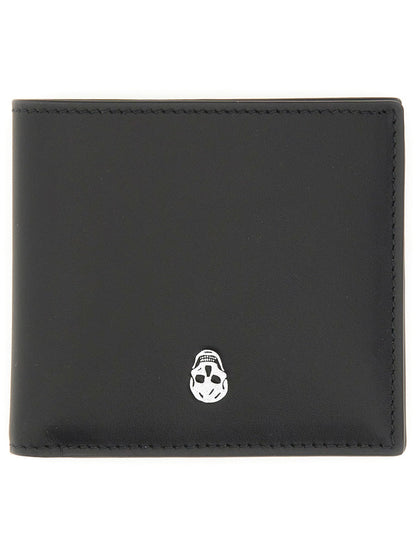 ALEXANDER MCQUEEN Men's Skull Motif Mini Leather Wallet