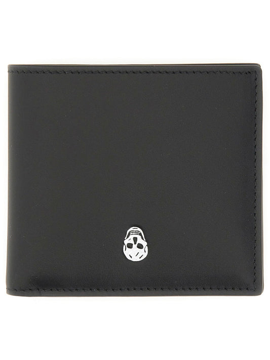 ALEXANDER MCQUEEN Men's Skull Motif Mini Leather Wallet