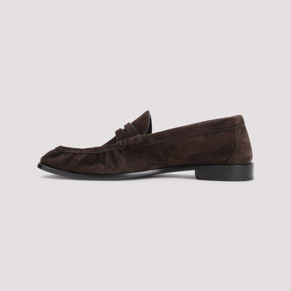 SAINT LAURENT Suede Loafers with Cassandre Detailing