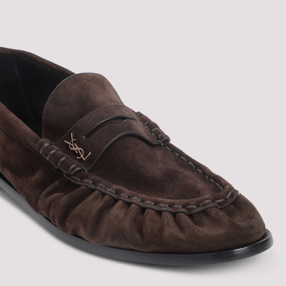 SAINT LAURENT Suede Loafers with Cassandre Detailing