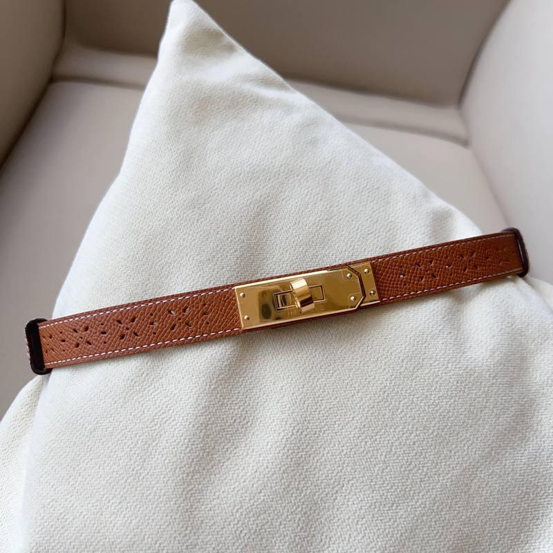 Hermes Men Gold Buckle Belt 'Brown'