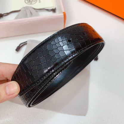 Hermès Silver 'H' Buckle Belt – Luxury Black Leather for Men
