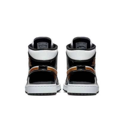 Air Jordan 1 Mid 'Patent Black White Gold'