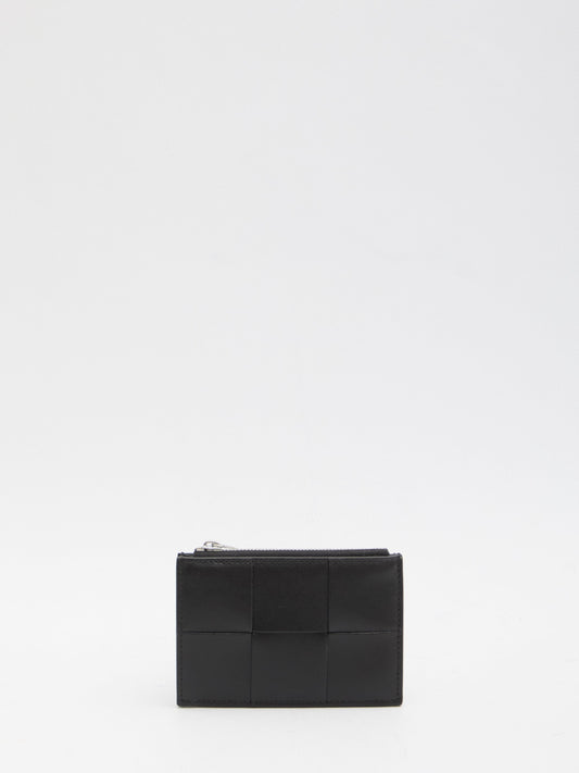 BOTTEGA VENETA Mini Leather Card Holder with Zippered Coin Pocket