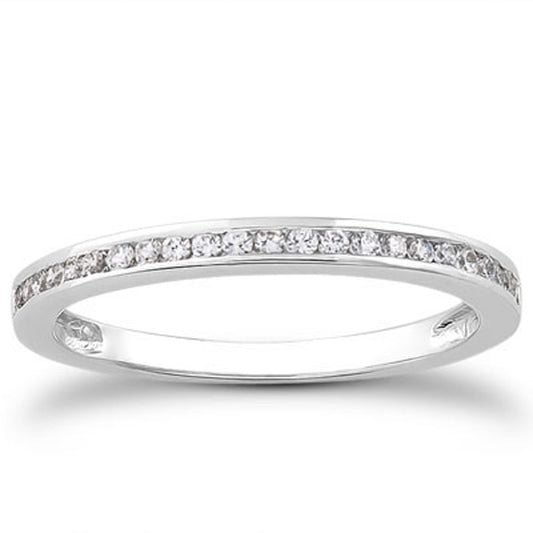 14k White Gold Slender Channel Set Diamond Wedding Ring Band Set 1/2 Around — photo 1 of 4