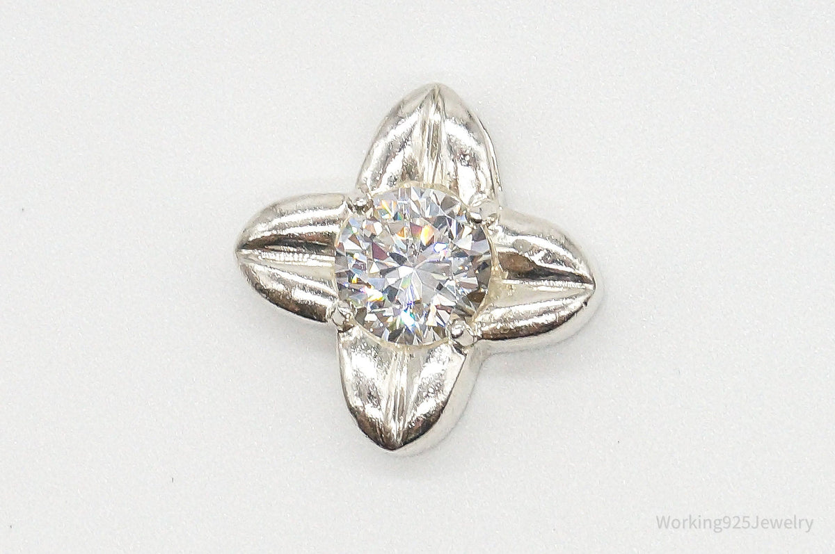 Large Cubic Zirconia Sterling Silver Pendant