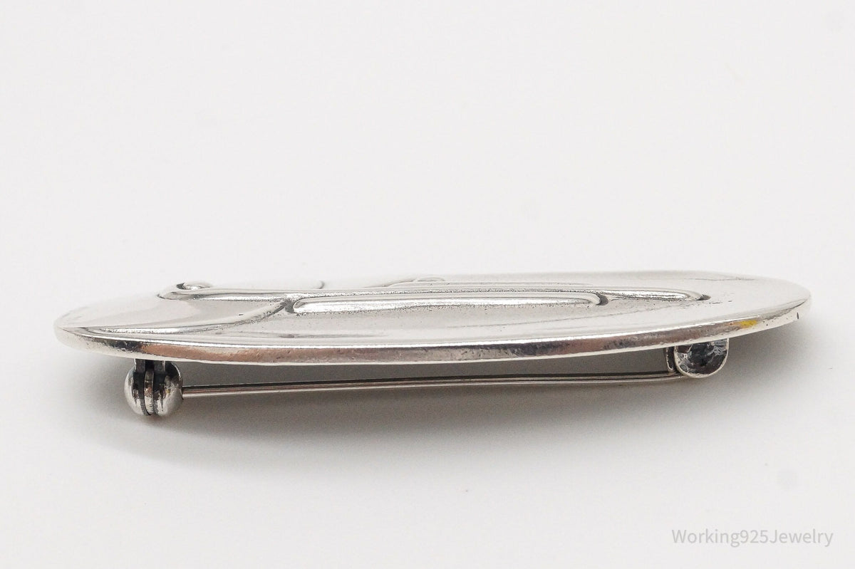 Vintage Art Deco / Mid Century Style Sterling Silver Brooch Pin