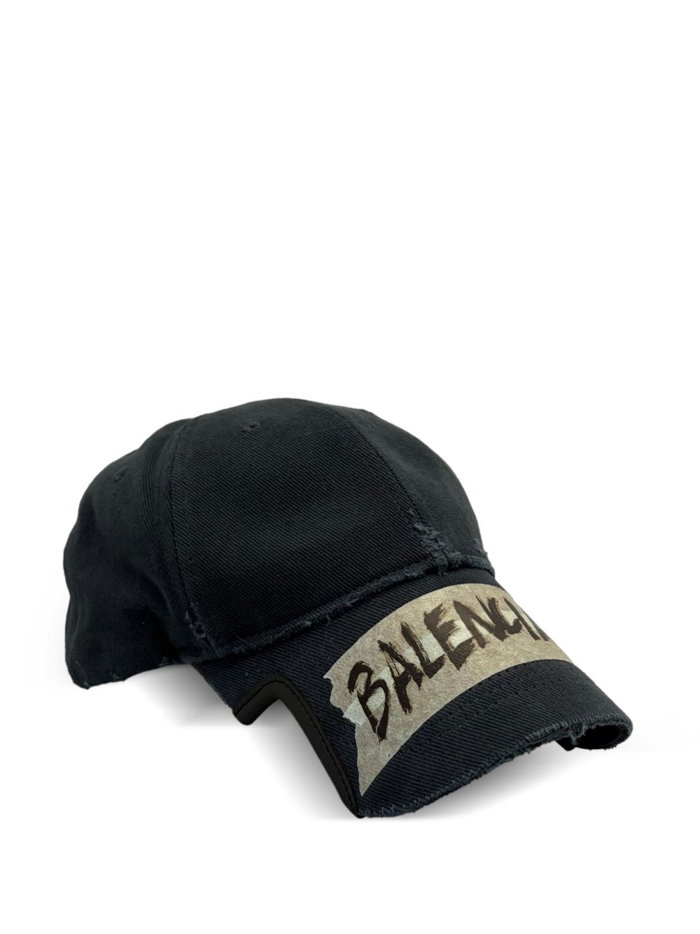 BALENCIAGA Frayed Trim Curved Peak Cap