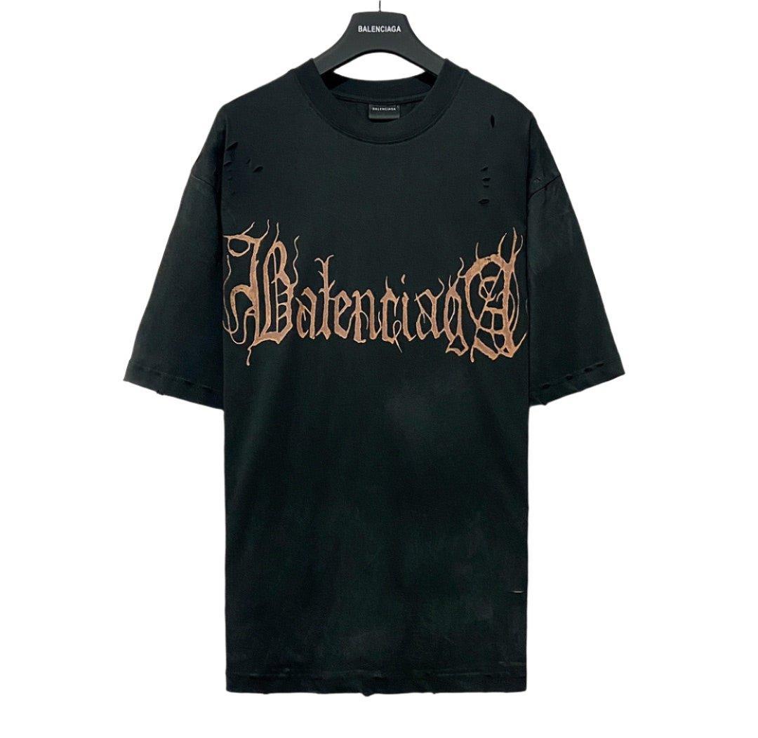 Balenciaga Faded Black T-Shirt Without Collar