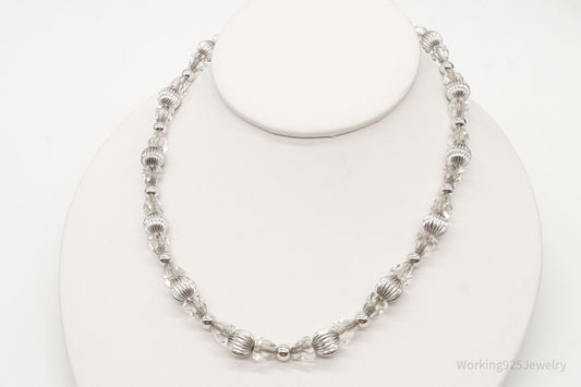 Antique Designer Binder Bros Inc Crystal Art Deco Sterling Silver Necklace 16"
