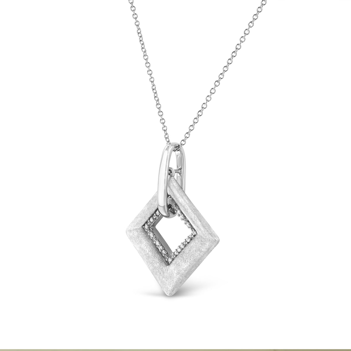 .925 Sterling Silver Pave-Set Diamond Accent Kite Shape 18" Pendant Necklace (I-J Color, I1-I2 Clarity)