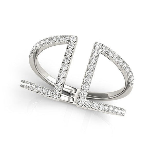 14k White Gold Open Style Dual Band Ring with Diamonds (1/2 cttw) — photo 1 of 8