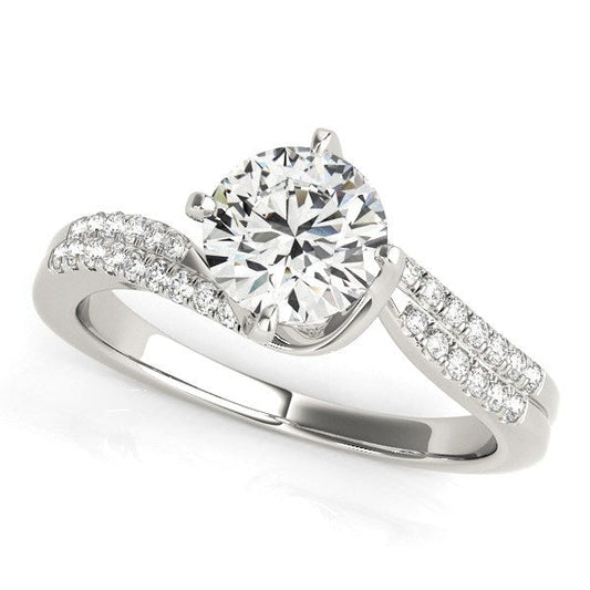 14k White Gold Spiral Design Pronged Diamond Engagement Ring (1 1/8 cttw) — photo 1 of 4